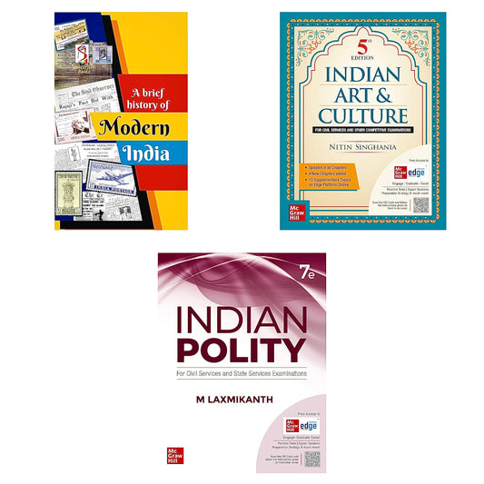 Modern History latest edition +Indian Polity 7th edition + Art n Culture 5th edition